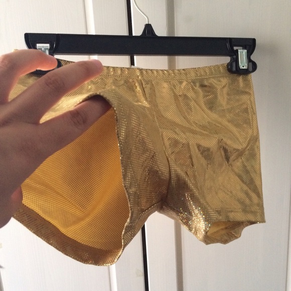 gold spandex shorts