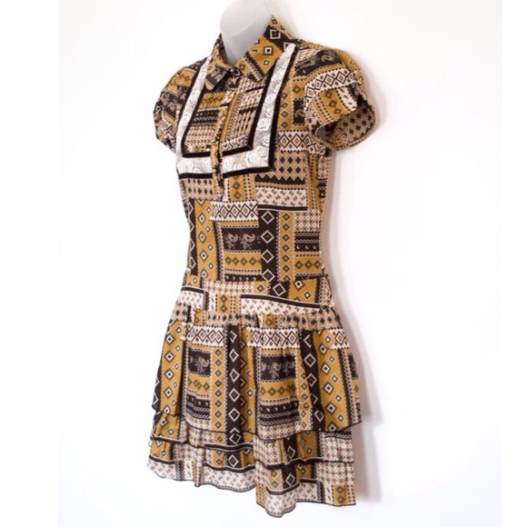 Marc Jacobs Tiered Folk Dress, Quilt Print /Sz S