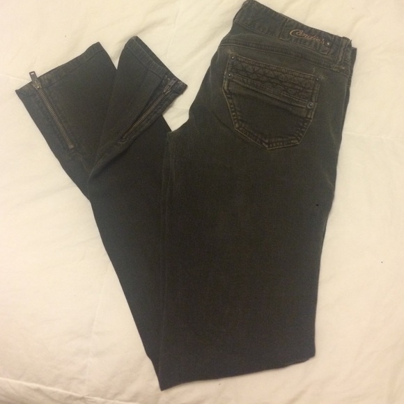 Black denim with faint copper wash