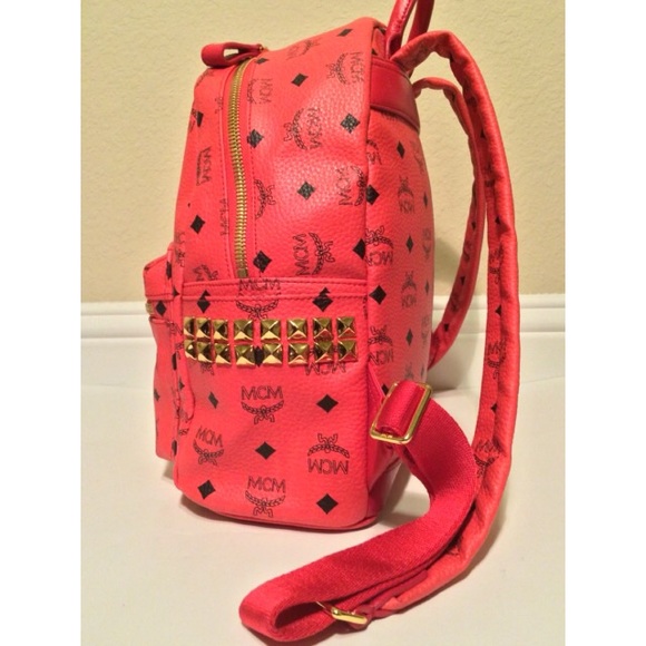 MCM Small Side-Studded Stark Backpack in Red - Picture 3 of 4