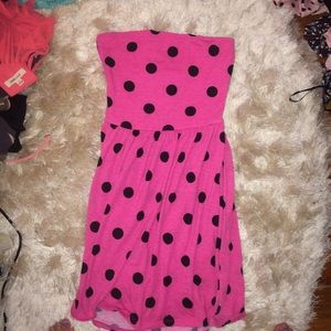 strapless polka dot dress w/ bow