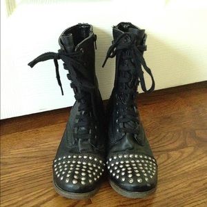 Black studded combat boots