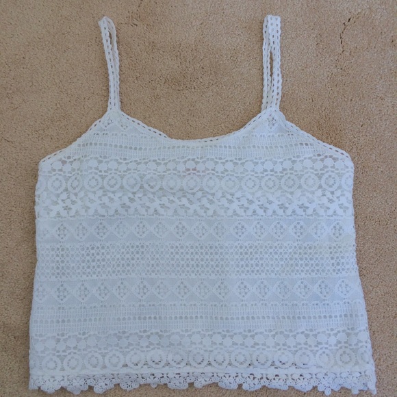 White Crochet Crop Top - Picture 1 of 2