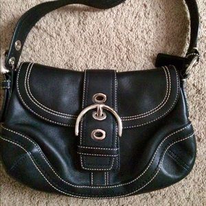 Black leather coach bag