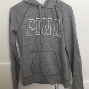 Victoria Secret "Pink" Hoodie in Light Grey.