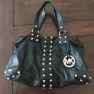 Black leather Michael Kors Bag with Gold Studs
