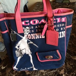 Pink and blue mid size Coach bag