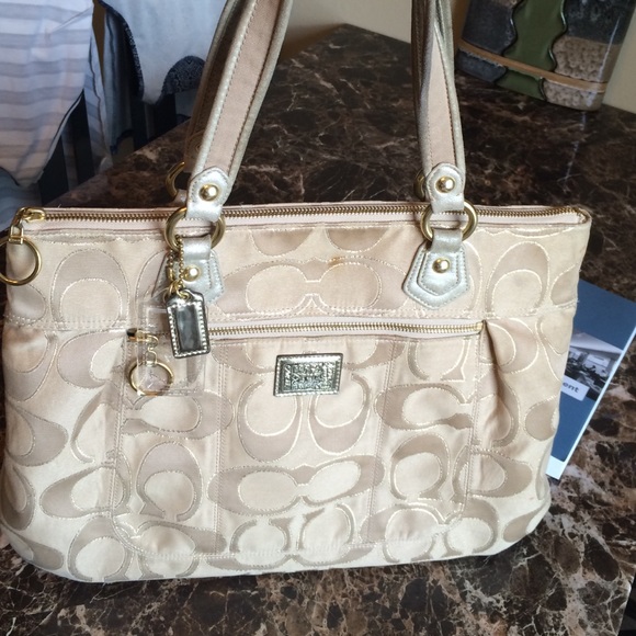 Gold and tan Coach Poppy bag