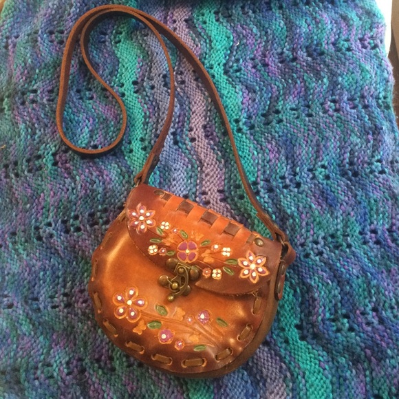 Brown Leather Cross Body Purse