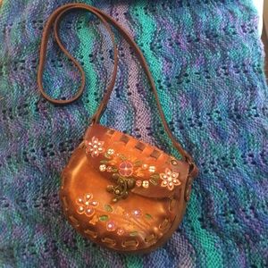 Brown Leather Cross Body Purse