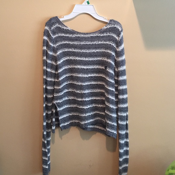 grey with white stripes knitted sweater
