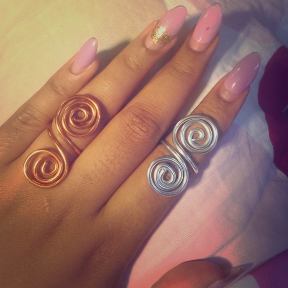 Handmade spiral wire rings and midi rings