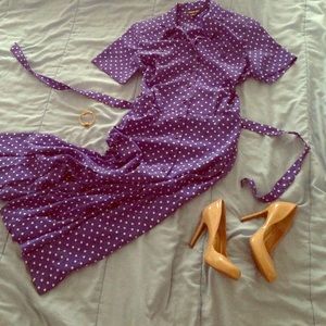 Vintage Blue Polka Dot Maxi Dress