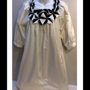 Marc Jacobs Silk Blend White Black Neck Trim Dress