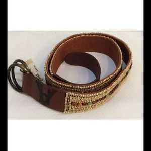 NWT Women's Tommy Bahama Beaded Brown Belt
