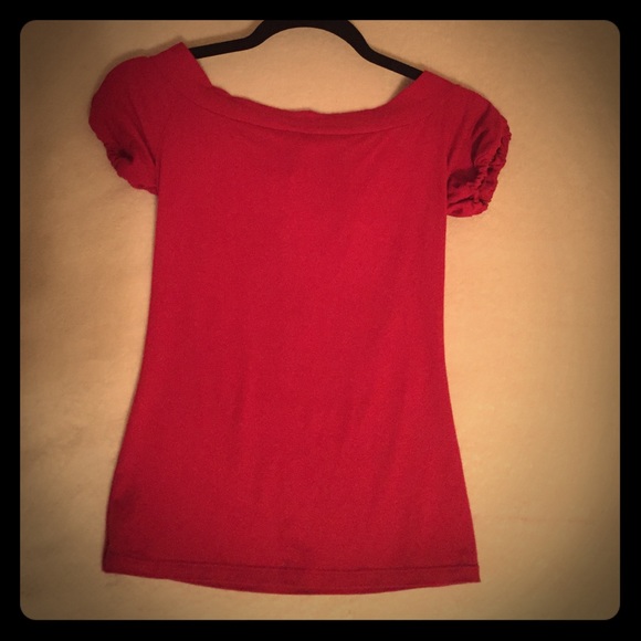 Red off the shoulder shirt