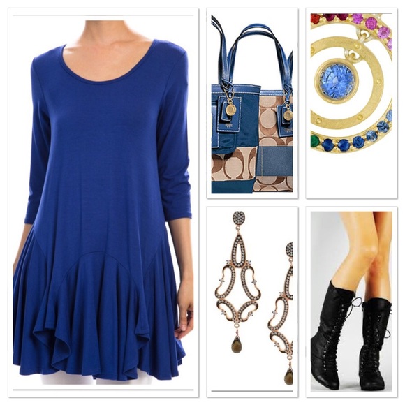 FESTIVAL READY MINI DRESS ROYAL BLUE MED NWT - Picture 2 of 4