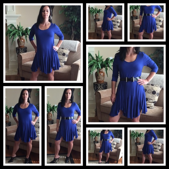 FESTIVAL READY MINI DRESS ROYAL BLUE MED NWT - Picture 3 of 4