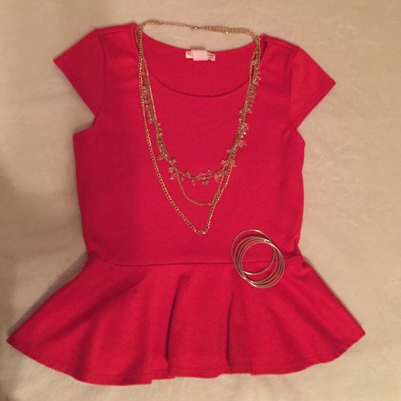Red peplum top