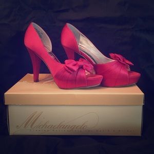 David's Bridal Maribelle Watermelon Heels