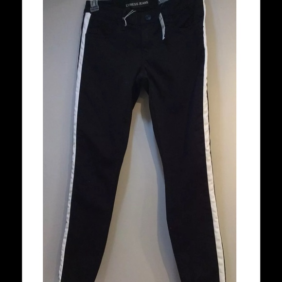 NWT Express Stella Black White Stripe Jean Leggins