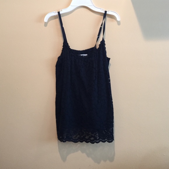 navy blue floral print top