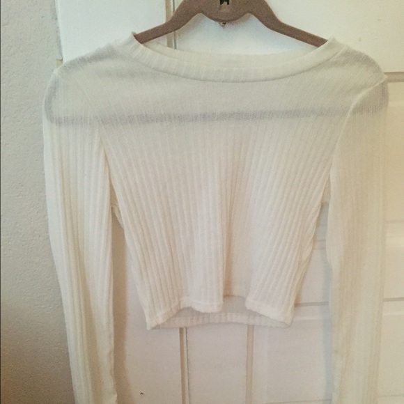 Cream crop top sweater shirt