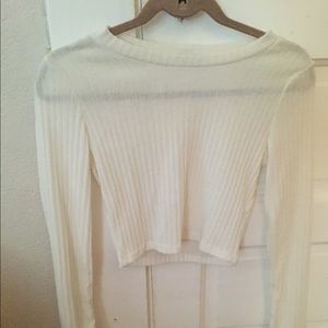 Cream crop top sweater shirt