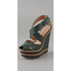 L.A.M.B. Double Wedge Teal Sandals