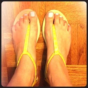 Farylrobin Yellow Croc Patent Leather Sandals 9