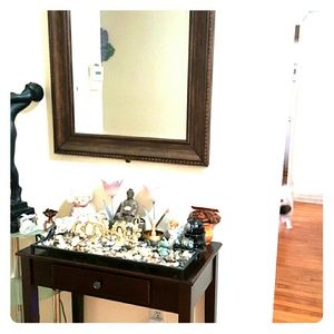 Dark expresso small table and mirror