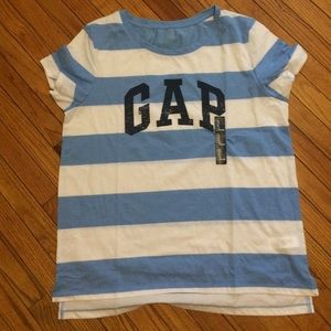 Blue and white striped gap shirt.