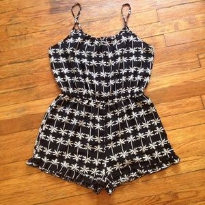 Black ivory palm tree romper