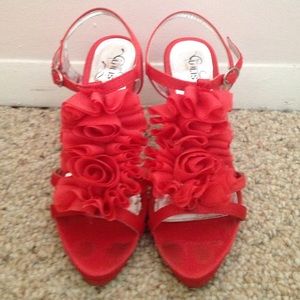 Coral Rosette Heels