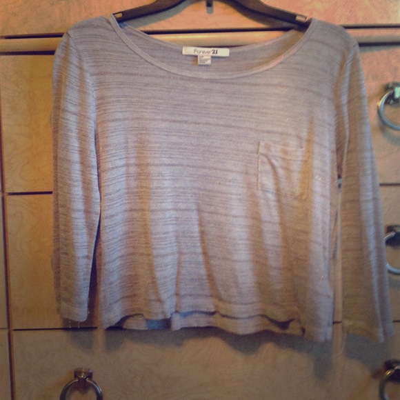 Grey & Gold Flowy Crop Top