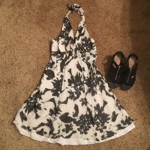 Black and white halter dress