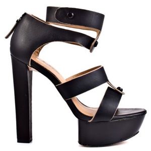 L.A.M.B. Black platform sandals