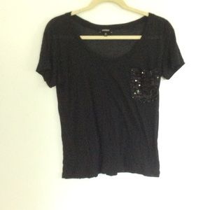 Sheer black express tshirt