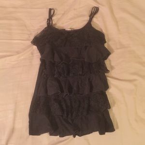 Dark grey ruffle tank top