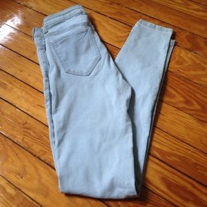 High waisted blue jeans