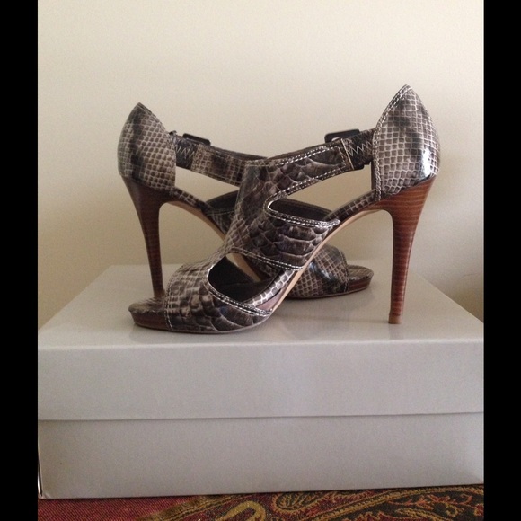 Via Neroli (Gray Snake Print w/Wood Grain Heel)