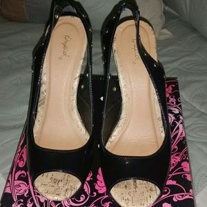 Black wedge sandal
