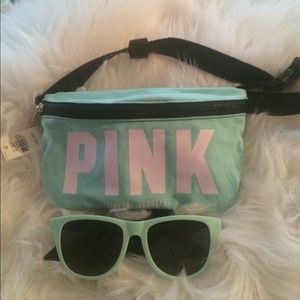 Vs pink fanny pack and matching sunglasses