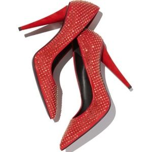 Giuseppe Zantoni red leather studded heels
