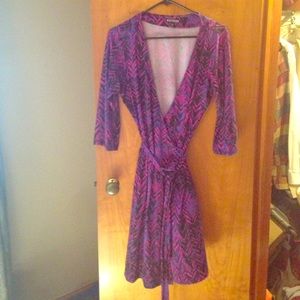 Purple wrap dress.