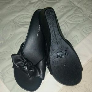 Black slip on sandal