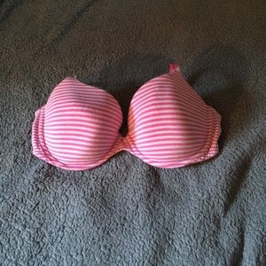 Pink and white stripe bra