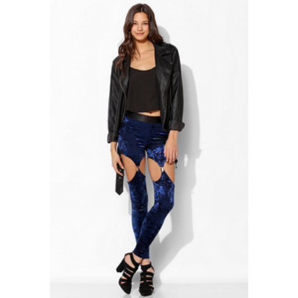 Velvet garter leggings