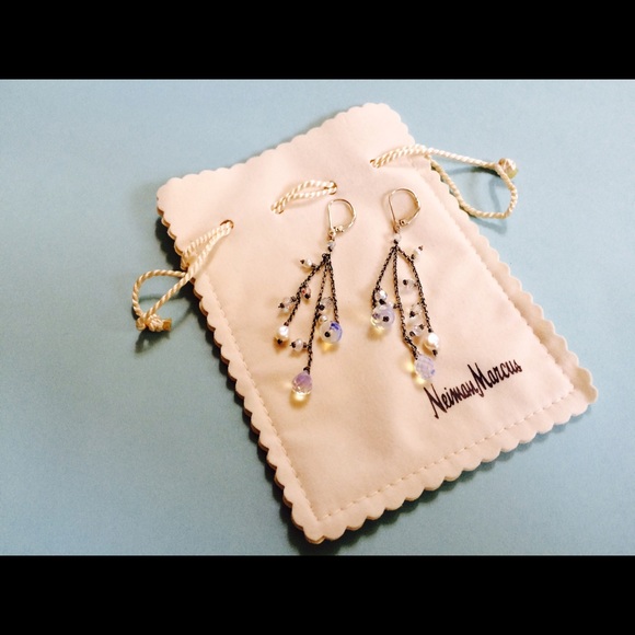Sterling Silver Dangle Crystal Earrings - Picture 5 of 9