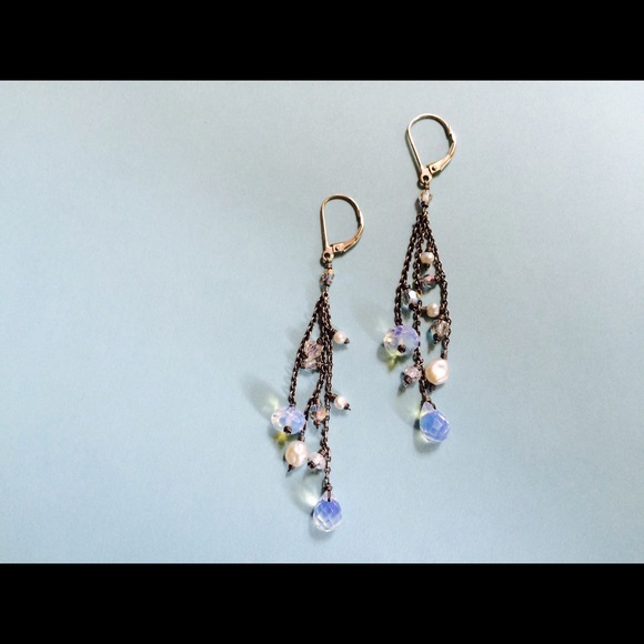 Sterling Silver Dangle Crystal Earrings - Picture 2 of 9